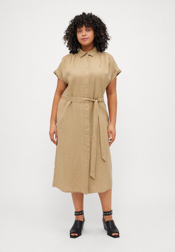 BELTED MIDI DRESS - Shirt dress - camel