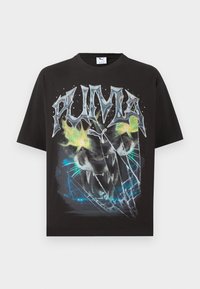 GRAPHIC VINTAGE CAT BOXY TEE - T-shirt imprimé - puma black