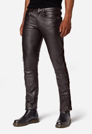 COW WAXY  - Leather trousers - braun