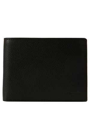 Schwarze Lederbörse mit strukturiertem Finish, rechteckiger Form und dezenten genähten Kanten. Mit einem geprägt Logo-Detail.