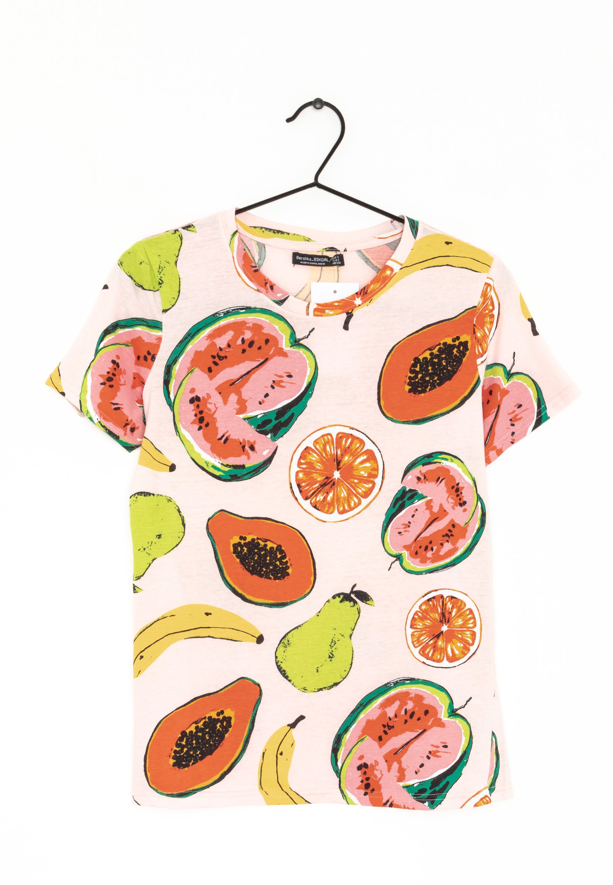 Bershka Print T-shirt pink/multi-coloured (Pre-owned) Zalando