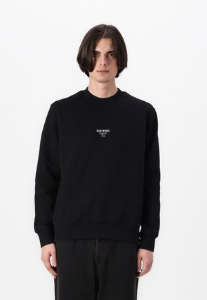 Zwarte sweatshirt met een ronde halslijn, ribgebreide manchetten en onderrand. Bevat witte logo-tekst op de borst. Van zachte katoenmix.