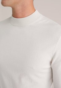 Helehall, ribadega kõrge kaelusega sviiter, millel on pehme tekstuur ja vormihoidev disain. Omab sujuvaid õmblusi ja puhtaid, minimalistlikke jooni.