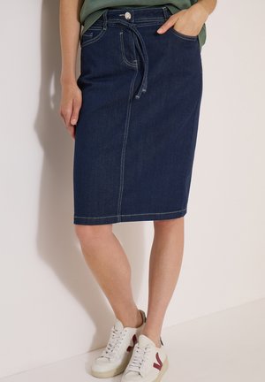 Cecil KNIELANGER DENIMROCK MIT GÜRTELDETAIL - Pencil skirt - rinsed wash