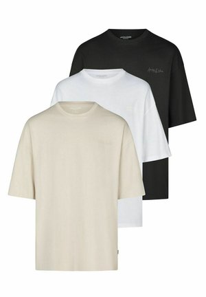 JJECHARGE 3 PACK - T-Shirt basic - pack 1 (black white moonbeam)