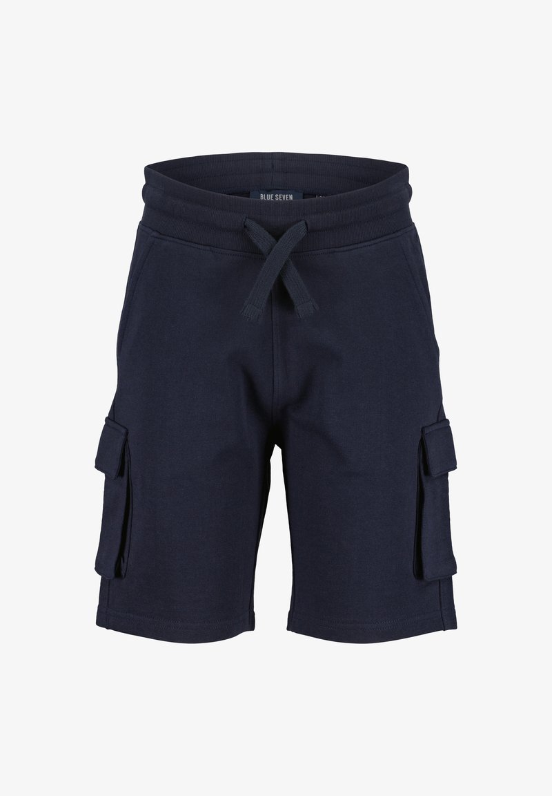 Marine cargoshorts gemaakt van zachte stof. Elastische tailleband met trekkoord. Zijzakken met kleppen voor opslag. Casual ontwerp, knielengte.