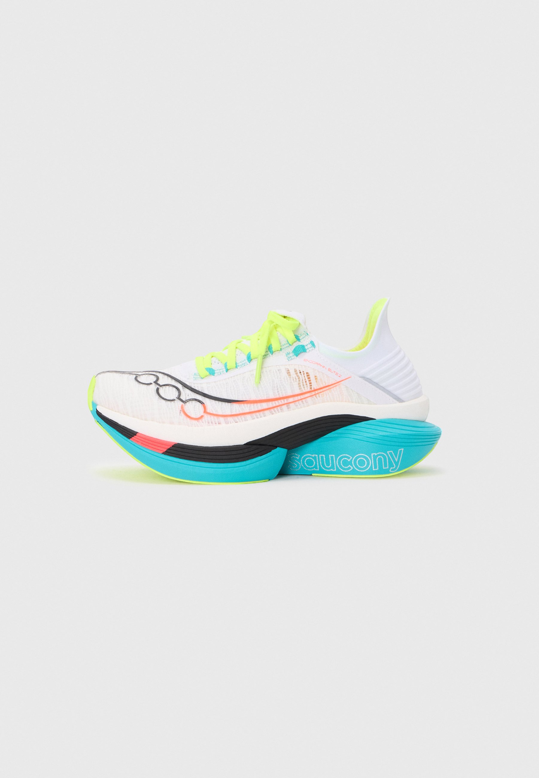 Saucony endorphin elite 2 White Running Shoes with Neon Yellow and Teal Accents Saucony Endorphin Elite 2 Review main image 4