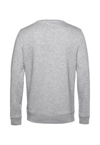 Grauer Sweatshirt mit Rundhalsausschnitt, langen Ärmeln und gerippten Bündchen und Saum. Hergestellt aus weichem Material mit einer glatten, strukturierten Oberfläche.