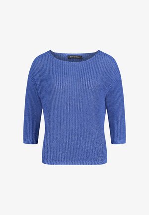 Niebieski sweter dzianinowy z rękawami do połowy przedramienia i okrągłym dekoltem, z metką "Betty Barclay".