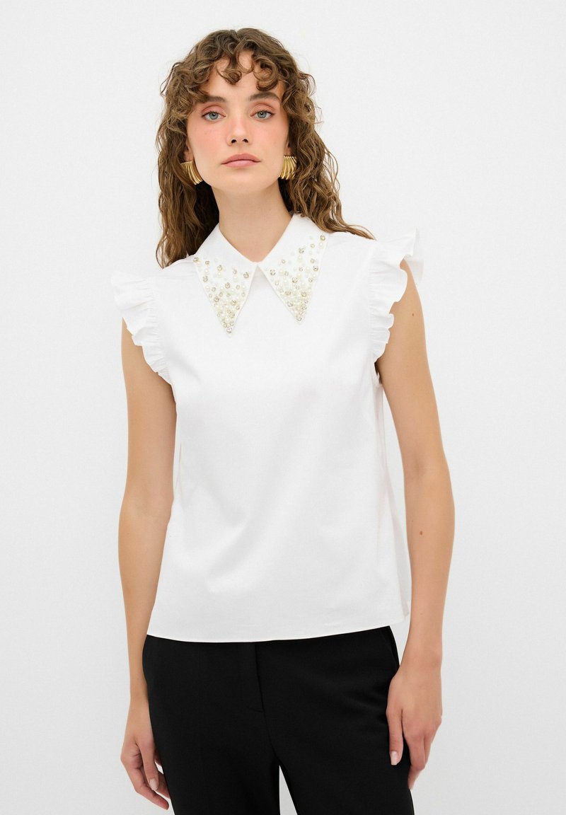 adL WITH STONE COLLAR - Blouse - white