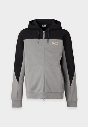 EA7 Emporio Armani, TRAIN ATHLETIC COLOUR BLOCK HOODIE - Sweater met rits - pewter