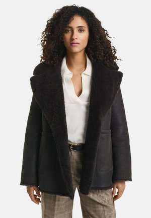REVERSIBLE SHEARLING PEA - Leren jas - deep brown