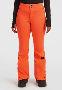 Heldere oranje sneeuwbroek gemaakt van duurzaam, waterafstotend materiaal. Voorzien van een hoge taille, knoopsluiting en versterkte zoom met logo-label.