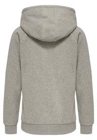 Felpa grigia con cappuccio di vestibilità regolare. Caratterizzata da una tasca a marsupio, polsini e orlo ribattuti. Tessuto morbido con un design classico.