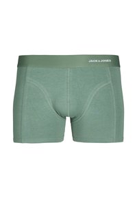 Groene boxer shorts van zachte stof, met een brede elastische tailleband met het "JACK & JONES" logo, en een aansluitend ontwerp met contournaden.