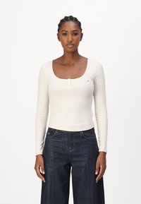 Tommy Jeans MELANGE HENLEY  - Topper langermet - ancient white melange