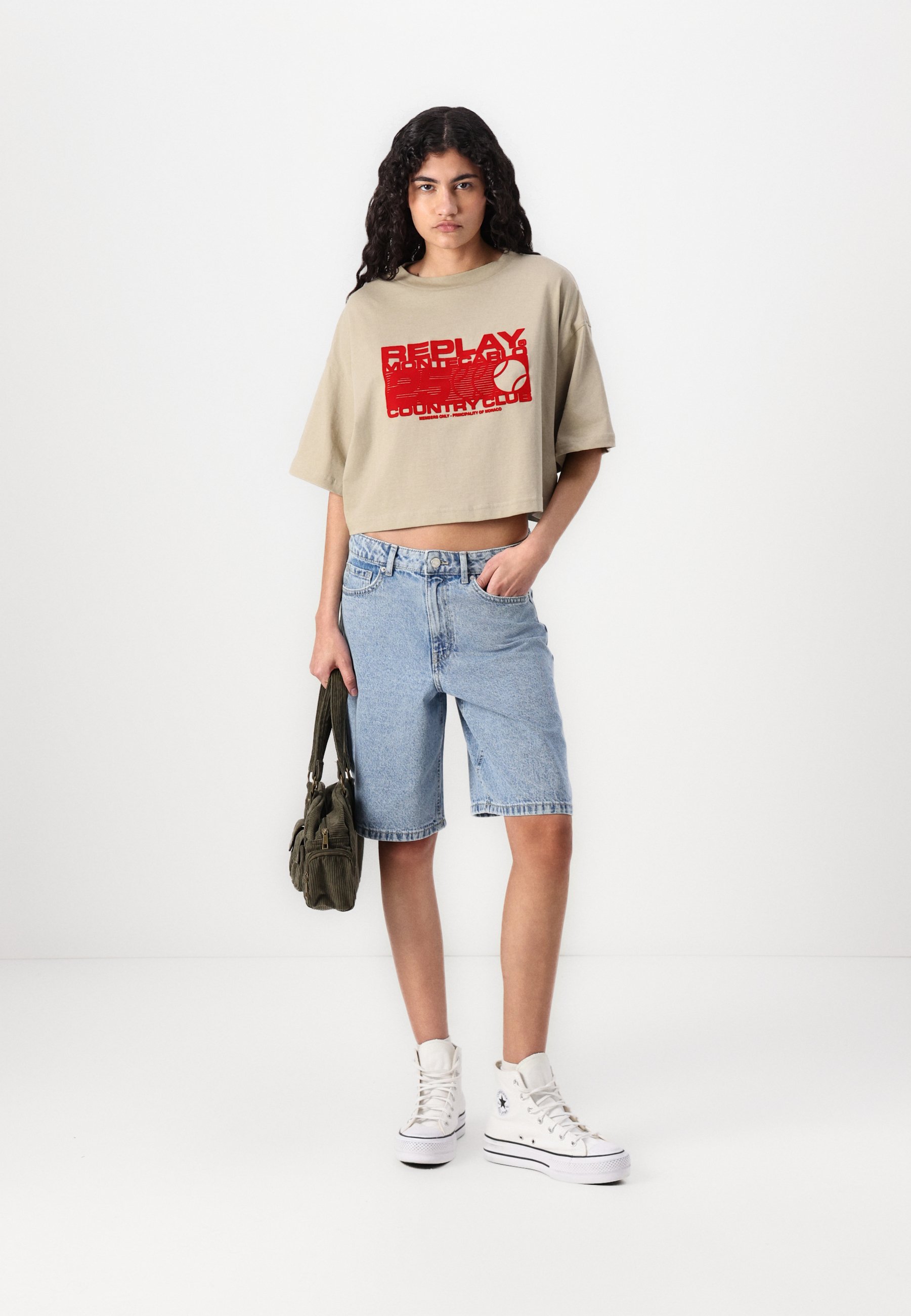 売れ筋商品|||リプレイ Tシャツ レディース トップス MONTE CARLO TENNIS CLUB - Print T-shirt - khaki Replay MONTE CARLO TENNIS CLUB - Print T-shirt - khaki