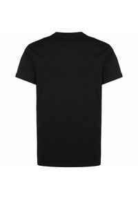 Black short-sleeve t-shirt made of cotton, featuring a classic crew neck and a plain back without any graphics or embellishments.