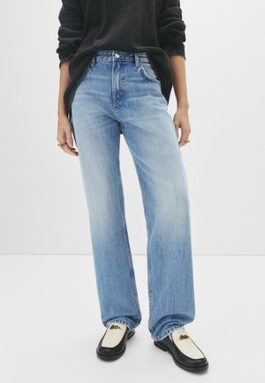 PULL&BEAR MID-WAIST - Traperice ravnih nogavica - blue denim