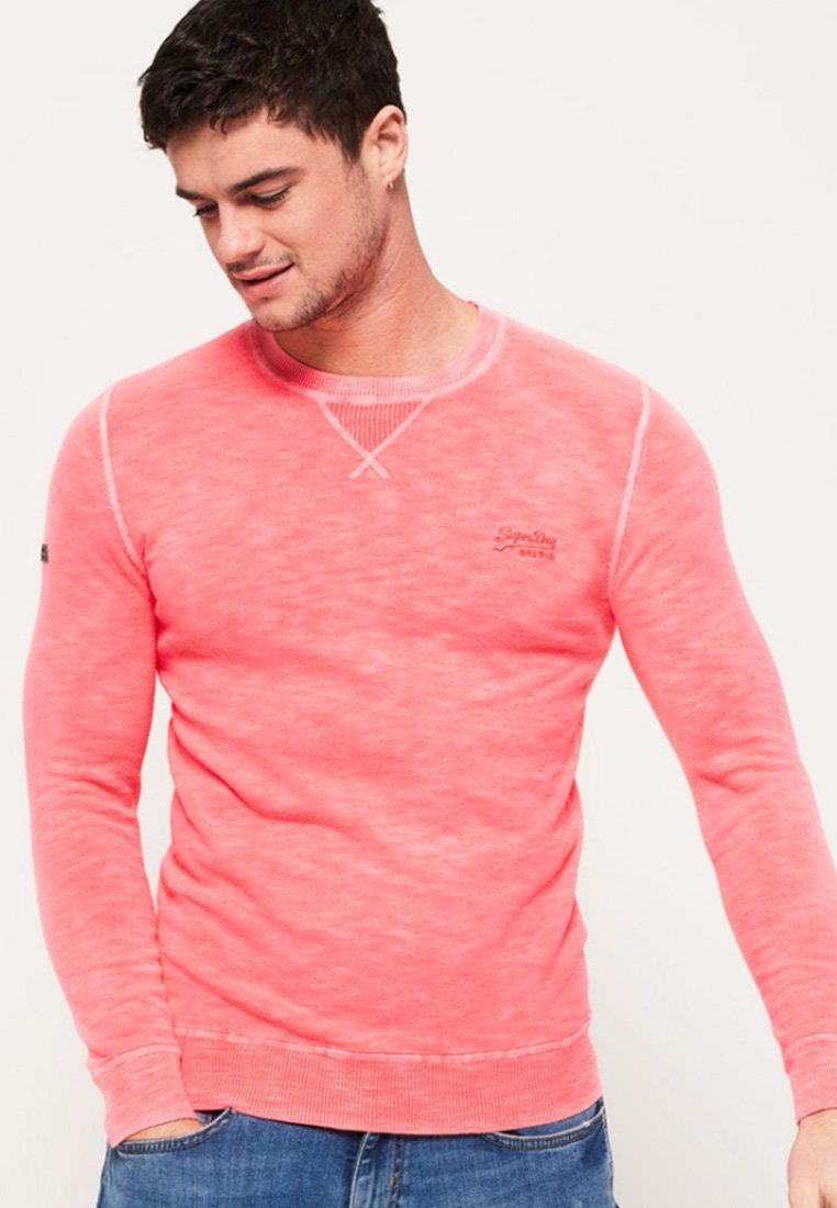 Superdry GARMENT DYED L.A. CREW JUMPER Trui washed neon Superdry fluor pink ronde hals trui