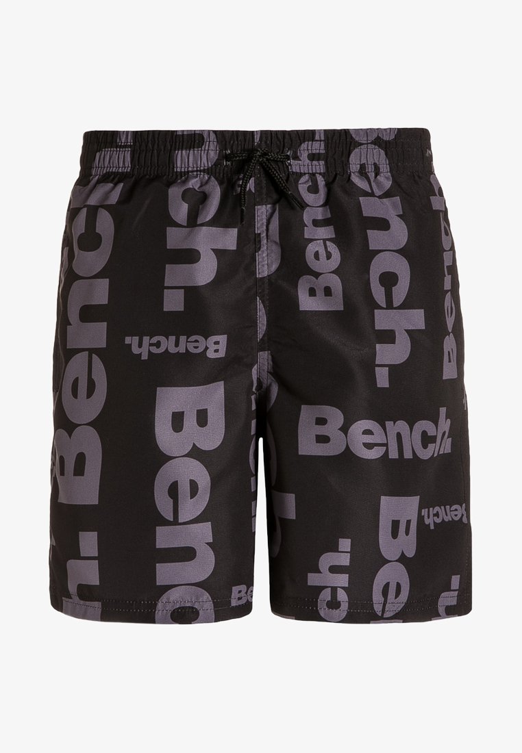 Μαύρα σορτς κολύμβησης με μεγάλο γκρι λογότυπο "Bench". Διαθέτουν ελαστική ζώνη με κορδόνι και μαλακό, ελαφρύ ύφασμα.