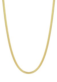 Goldplattierte Schlangenkette mit einem glatten, flexiblen Design und flachen, ineinandergreifenden Segmenten. Länge und Glanz schaffen einen eleganten Look.