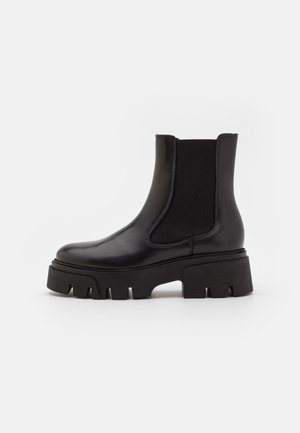 LEATHER - Platåstøvletter - black