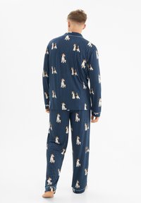 Chelsea Peers STRIPE DOG LONG BUTTON UP SET - Yöasusetti - dark blue