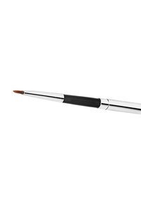 Precision brush with a fine, pointed bristle tip. Silver metal ferrule, black rubber grip, and sleek streamlined design.