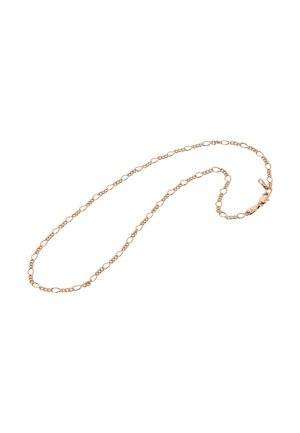 Colier delicat din aur roz, cu zale ovale și împletite alternante, prevăzut cu închidere cu carabină.