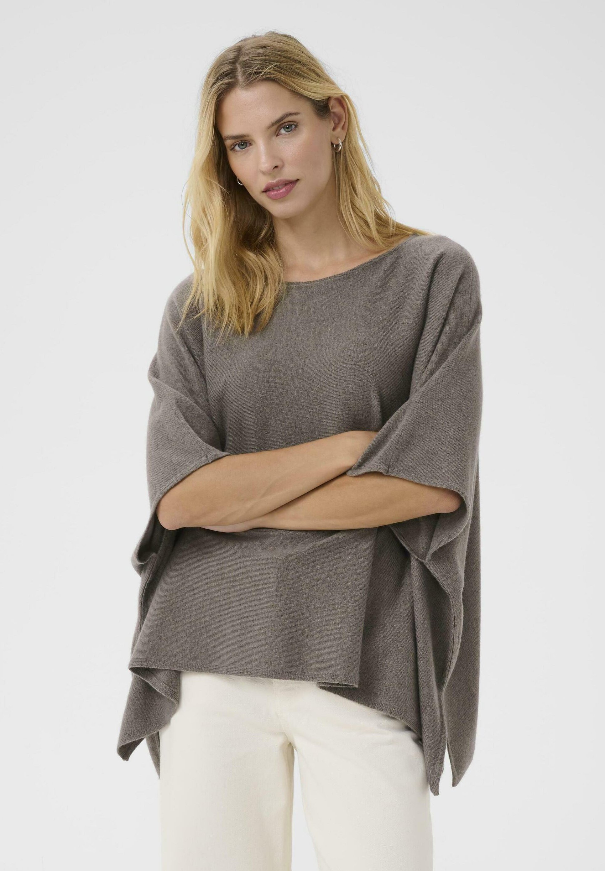 Part Two TILANNA PONCHO CAPE Langarmshirt melange/grau-meliert