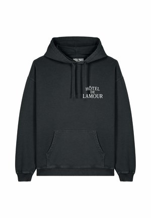 EMBROIDERY HEAYVWEIGHT UNISEX - Felpa con cappuccio - washed black