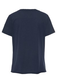 Navy blue cotton t-shirt with a crew neck, short sleeves, and a relaxed fit. Features a plain, smooth texture without patterns or embellishments.
