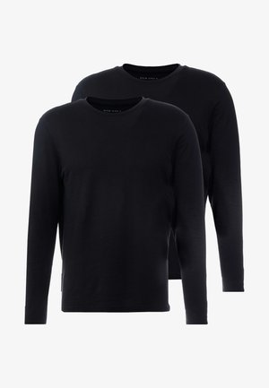 Black long-sleeve t-shirts made from soft cotton. Round neckline, minimal design, and regular fit. Two shirts in a pack.