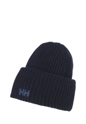 Námořnická pletená čepice s ribbou a ohrnovacím lemem. Charakterizuje ji jemně vyšitý logo ve světle modré barvě.