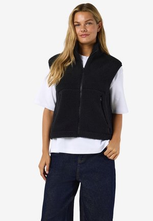 Noisy May NMMASEY SHORT TEDDY VEST FWD NOOS - Veste sans manches - black