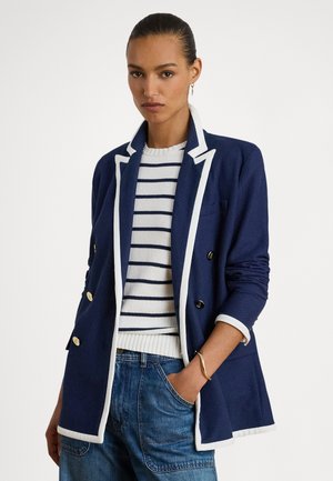 TWO-TONE DOUBLE-BREASTED PIQUÉ BLAZER - Blazer - refined navy/white