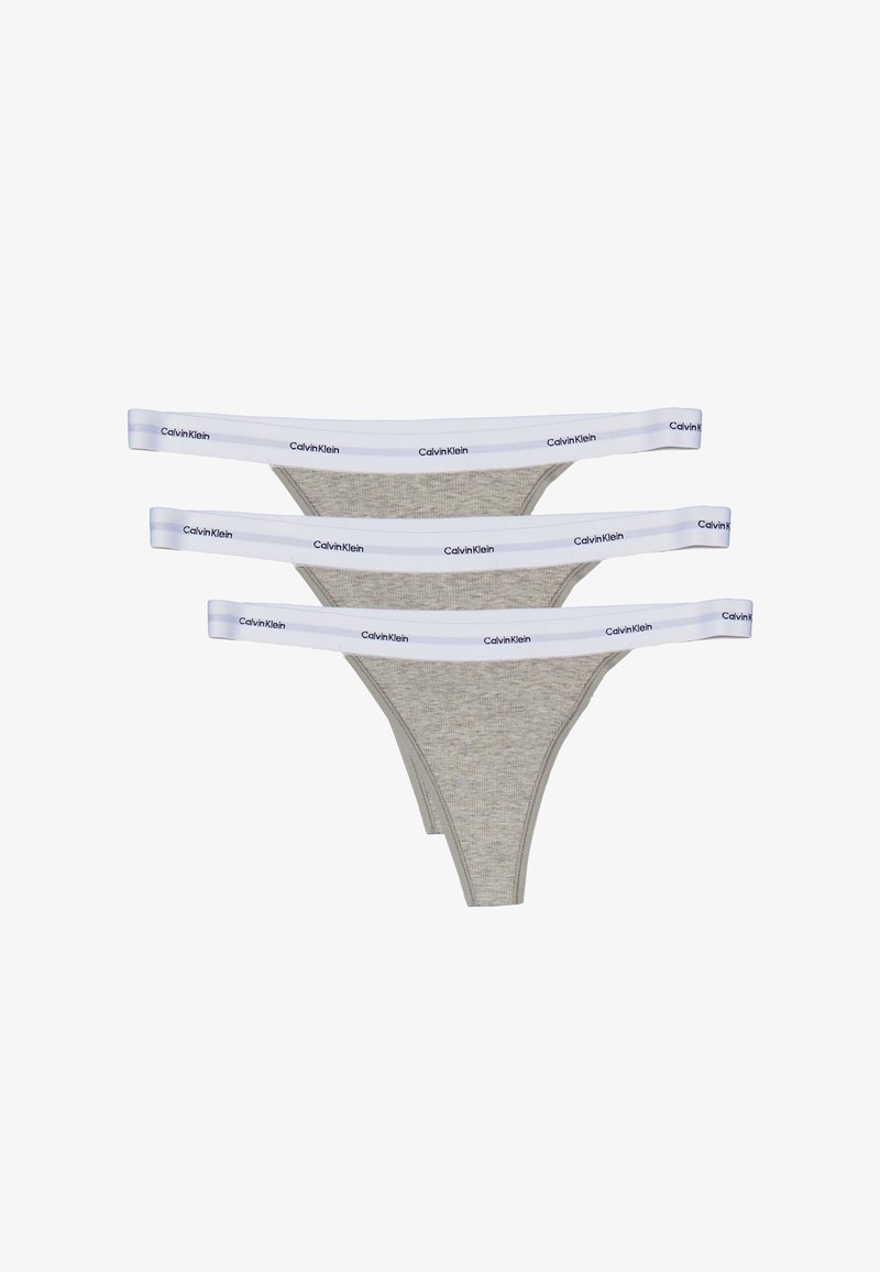 String Gray Calvin Klein Underwear THONG STRETCH 3 PACK - String - grey heather ...