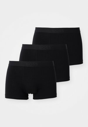 Schwarze Boxershorts, Dreierpack, aus glattem Baumwollgemisch, mit elastischen Taillengummis mit eingeprägtem "BOSS"-Logo, figurbetontes Design.