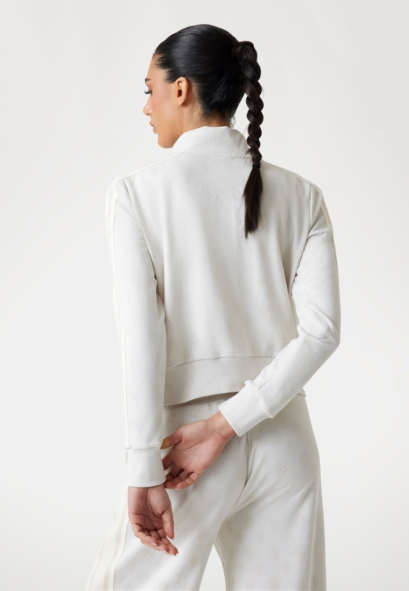 Veste Femme Court Slim Fermeture Éclair Dentelle Blanc Châle à Capuche