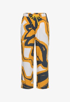 Angel of Style, TROUSERS, STRAIGHT, WIDE LEG, FLORAL PATTERN, ELASTIC WAISTBAND - Bukser - yellow