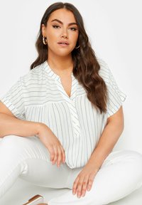 Yours Clothing STRIPE NOTCH NECK - Camicetta - white