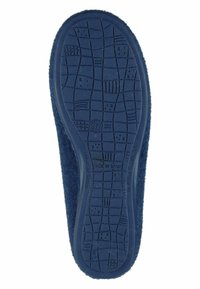 Navy blue slipper sole with a textured rubber bottom featuring a grid pattern for grip, labeled "MADE IN SPAIN" and size "37."