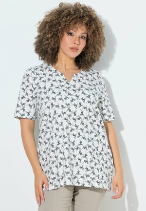 Ulla Popken T-SHIRT, GEMUSTERT, A-LINIE, TUNIKA-AUSSCHNITT, HALBARM - T-shirt imprimé - snow white