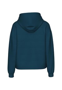 Cropad hoodie i enhetsteal, med dragsko i huvan, ribbade muddar och en slät textur. Enkel, ren design utan synliga logotyper.