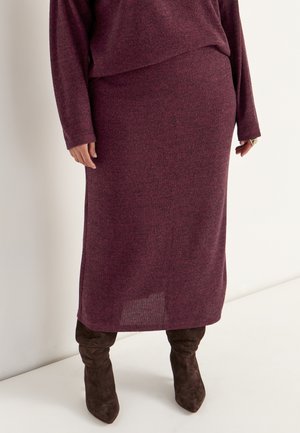 SUPER SOFT WITH SLIT - A-snit nederdel - wine red melange