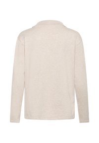 Light beige long-sleeve shirt with a classic collar and soft, textured fabric. Features a relaxed fit and no visible patterns.