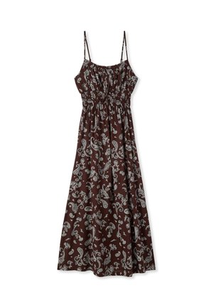 Terranova, CON SPALLINE SOTTILI E BALZE STAMPA CACHEMIRE - Vestito lungo - var cacao