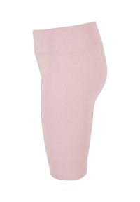 Rosa tights laget av mykt, elastisk stoff; høy midje; tettsittende design; glatt tekstur; kne-lengde, avrundet kant.