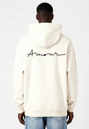 AMOUR ROCK BACK EMBROIDERY UNISEX - Sweat à capuche - off white